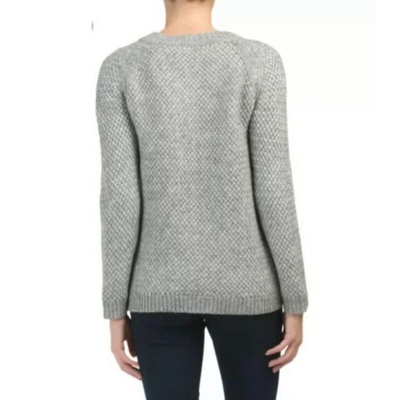 THEORY Slouchy V-Neck Cloud Sweater, Marled Green, Sz M - Picture 4 of 8